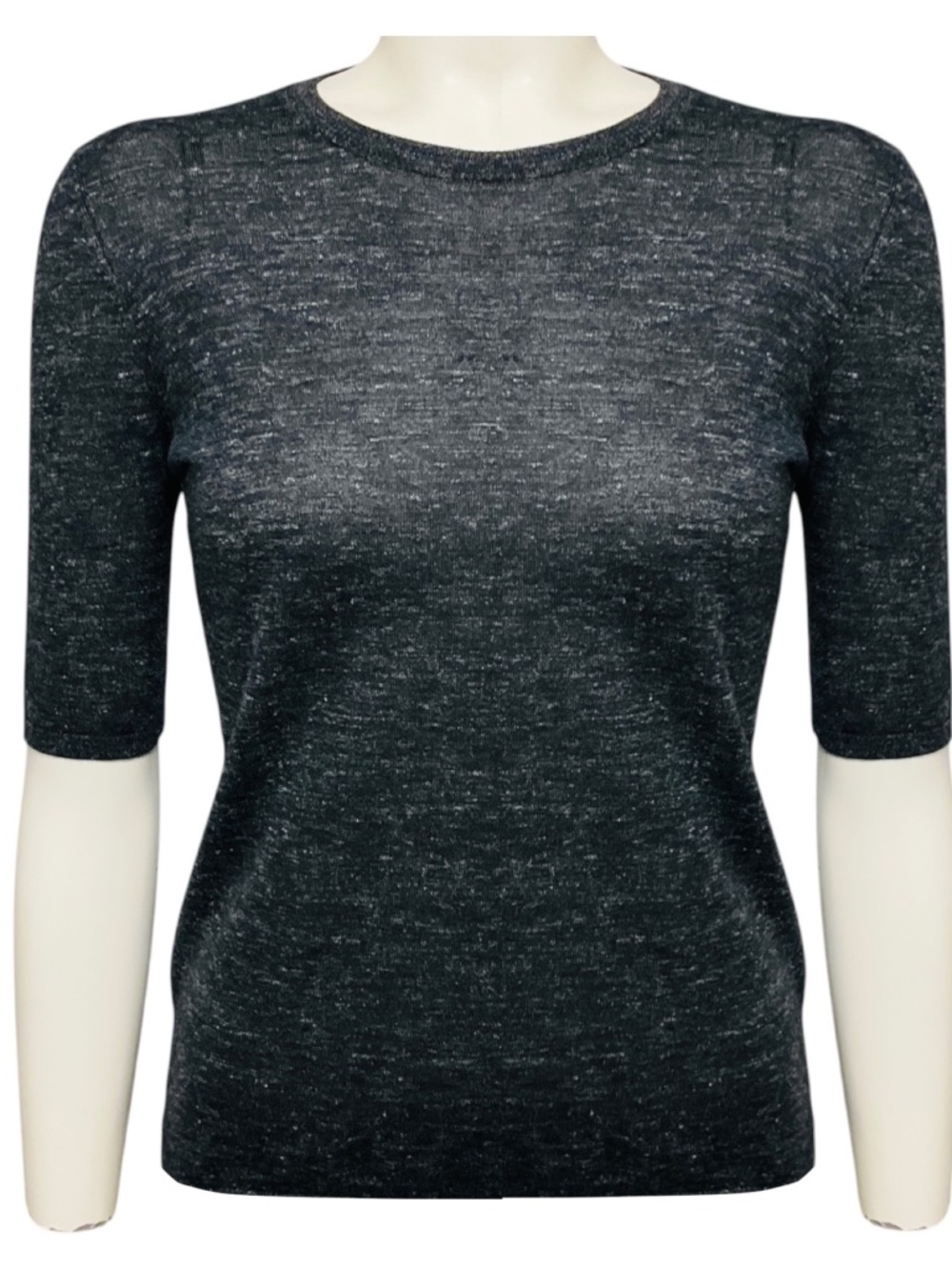 GABRIELA HEARST CHARCOAL GREY CHRYSE SHORT SLEEVED CREWNECK SWEATER